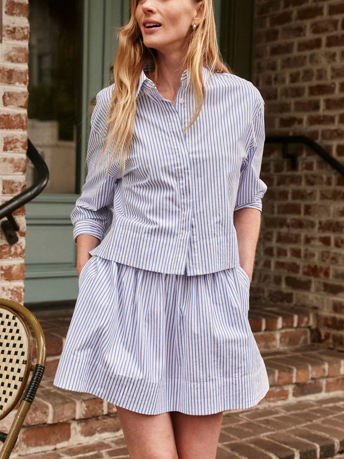 Switch Skirt Set in Diver Blue Bengal Stripe