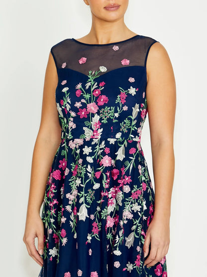 Navy and Pink Midi Dress Regular