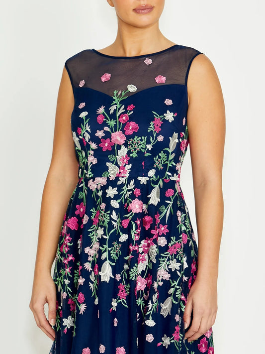 Navy and Pink Midi Dress Regular