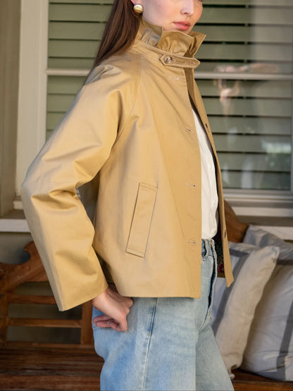 Evangeline Frill Neck Trench Coat With Floral Lining