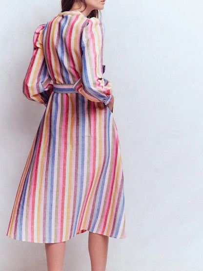 Linen Blend Midi Dress