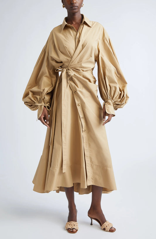 Long Sleeve Cotton Poplin Shirtdress