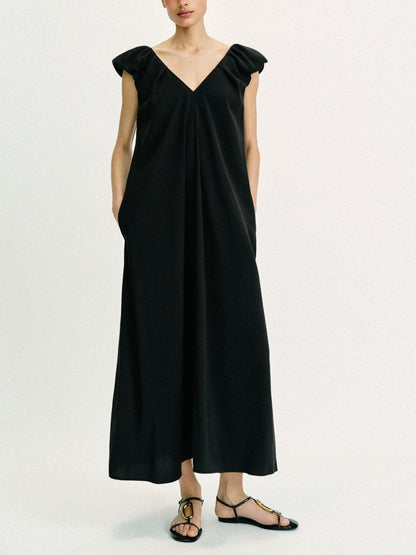 LONG DRESS WITH PUFF SLEEVES