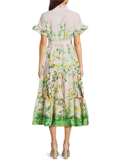 Luna Midi Button Front Tie Waist Dress