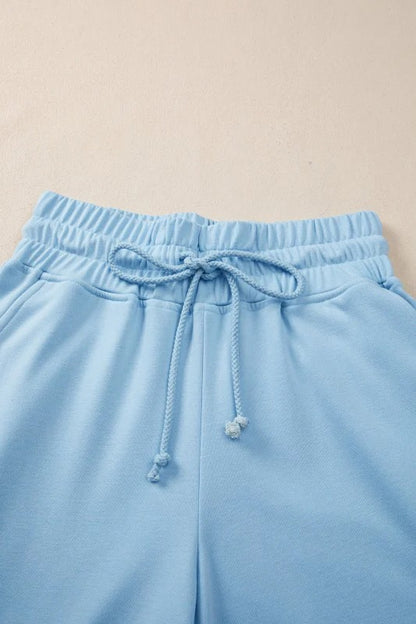 Solid Color Loose Tee Drawstring Pants Set