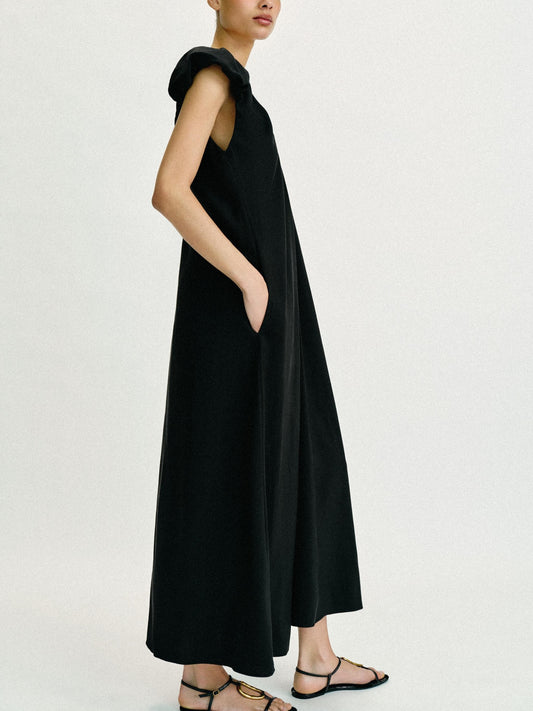 LONG DRESS WITH PUFF SLEEVES
