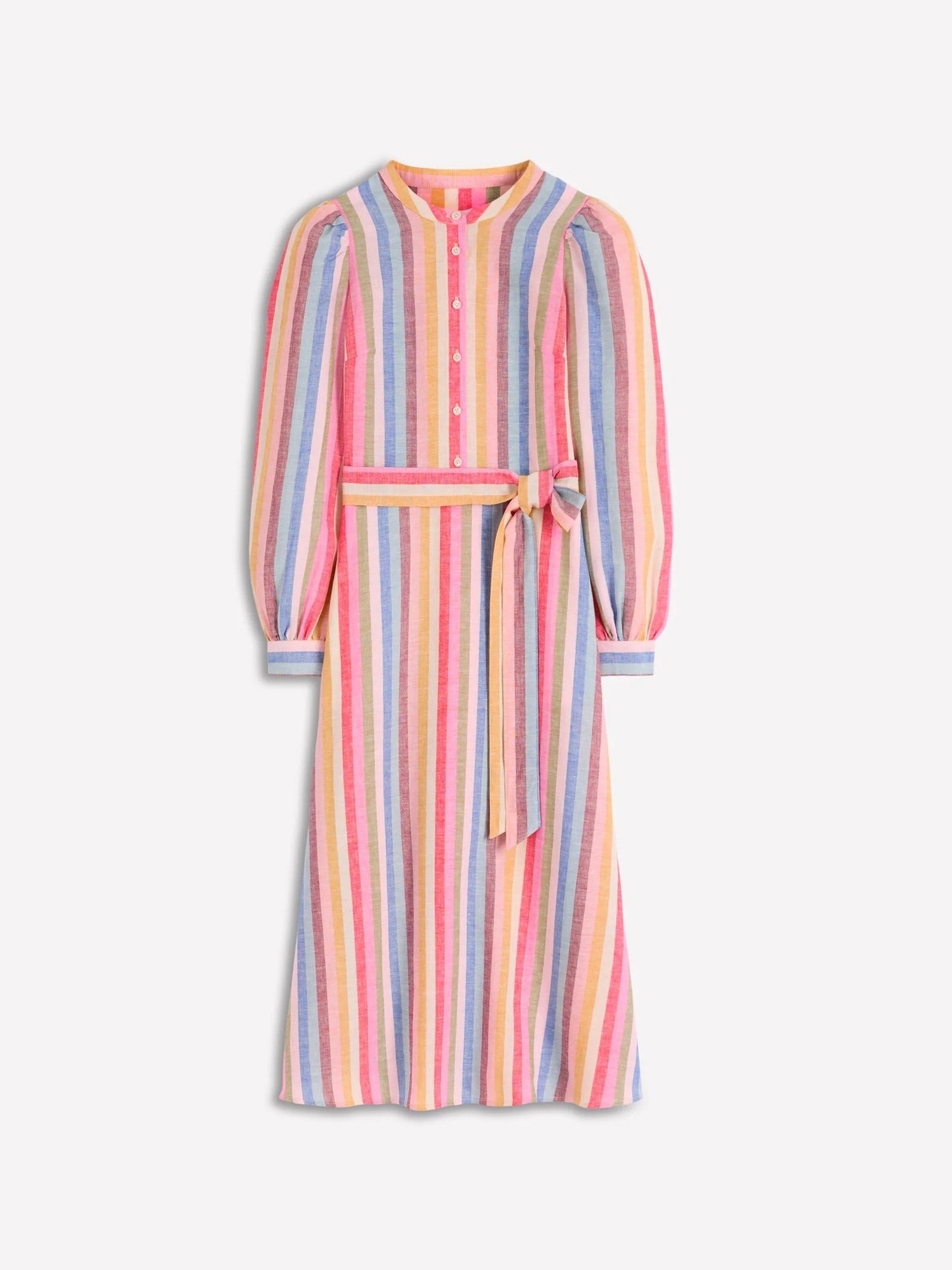 Linen Blend Midi Dress