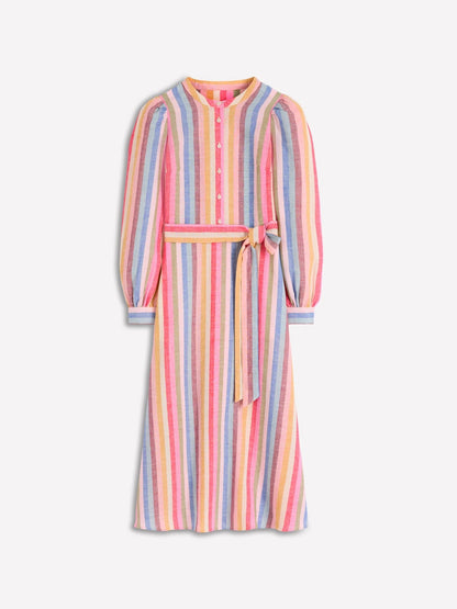 Linen Blend Midi Dress