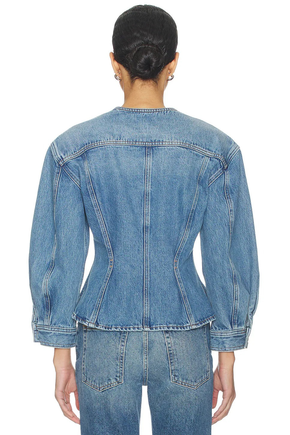 The Nipped Collarless Denim Jacket