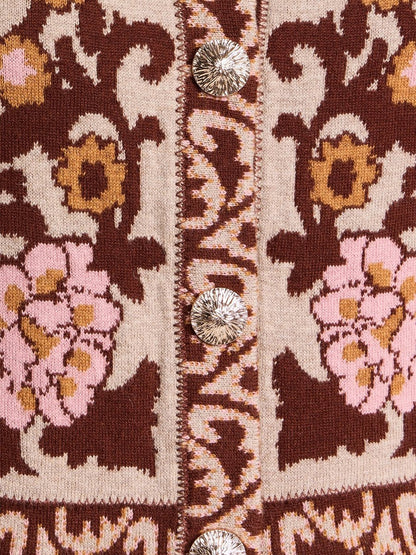 Floral Pattern Knitted Cardigan