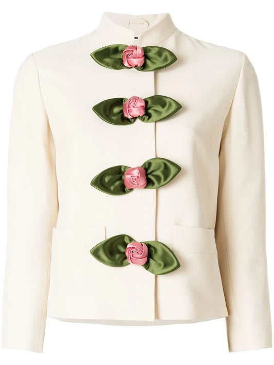 Cream Rosebud Button Jacket