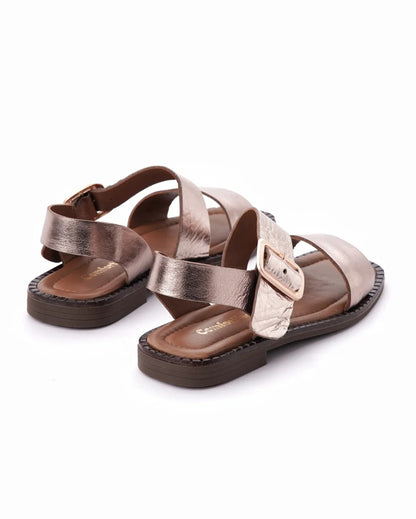 Women's Metallic Gold Leather Slingback Sandals